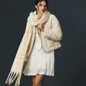 NWOT Anthropologie Oversized Neutral Plaid Scarf (One Size)